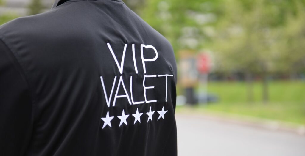 Backside of the VIP Valet uniform